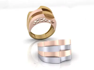 3 part bypass gold ring 3D print model purchase