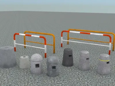 Low poly road assets Low-poly 3D model