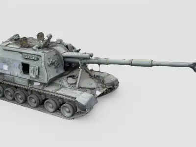 Destroyed 2S19 Msta 152 mm self-propelled howitzer M1990 3D model buy