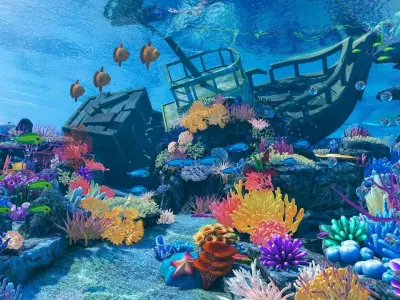 Cartoon Underwater Scene 3D model purchase