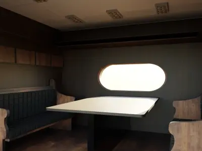 Old Train Interior Low-poly 3D model