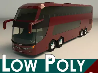 Low Poly Coach Bus 03 Low-poly 3D model