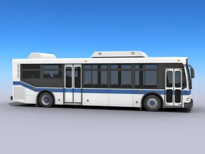 City Bus Low-poly 3D model 5