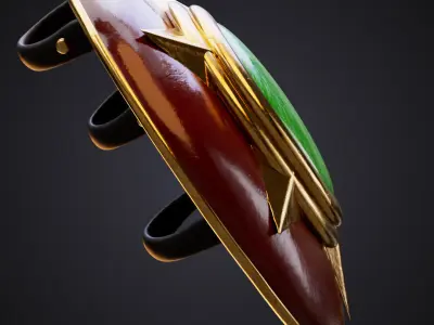 Amazon shield with magic green stone 3D model