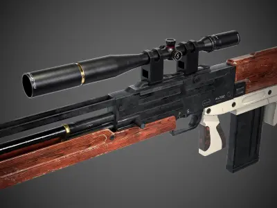 Carrack 300 sniper rifle Low-poly 3D model