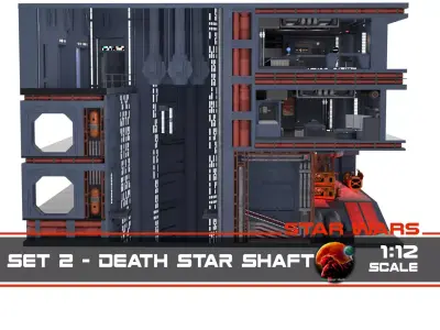 Set 2 - Death Star Shaft 1-12 scale Blackseries 3D print model