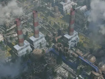 Forgotten Refineries Industrial Decay Kit 3D model
