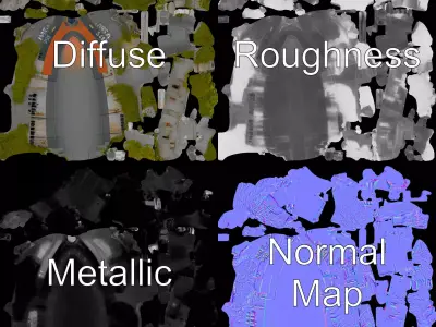 Mossy Submarine model pack Low-poly 3D model