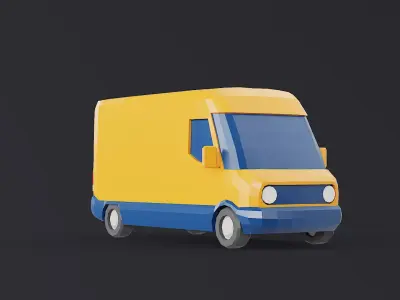 Modern Electric Delivery Van Stylized Low-poly 3D model