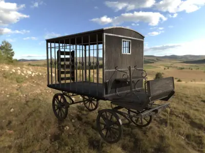 Realistic Medieval Prisoner Carriage Low-poly 3D model