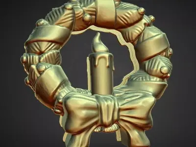 Christmas wreath decoration solid and 2 part for led lights 3D print model
