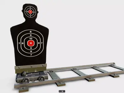 Shooting target on tracks Low-poly 3D model