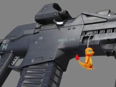 Gun model AK  cyberpunk Low-poly 3D model