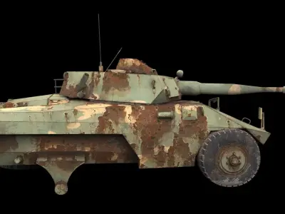 damaged EE-9 Cascavel tank Free low-poly 3D model
