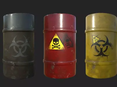 barrel two biohazard barrels 3D model