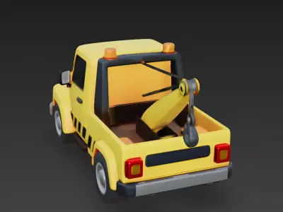 Stylized Tow Truck 3D Model Low-poly 3D model
