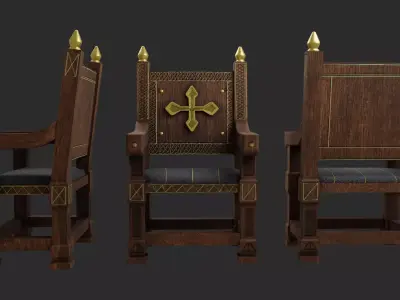 Medieval Chair Low-poly 3D model