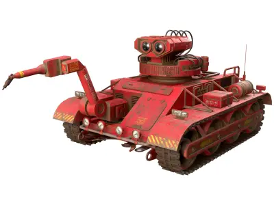 Robot Concept-3-Red-Rusty 3D model