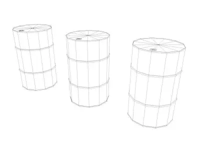 Rusty Used and New Low Poly Barrels Game Ready Low-poly 3D model