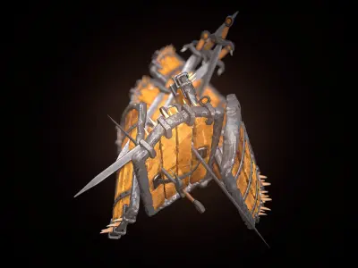An epic sword and shield Low-poly 3D model