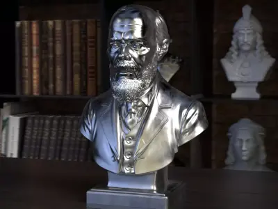 Fyodor Dostoevsky Bust Sculpture 3D Printabla STL File 3D print model