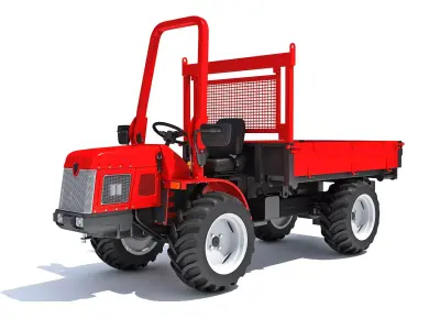 Compact Farm Transporter Tractor Trailer 3D model