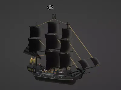 Pirate ship Low-poly 3D model order