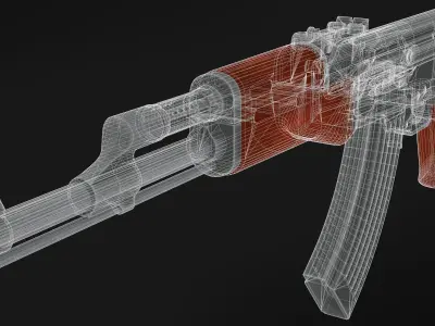 AK 47 Game Ready Low-poly 3D model