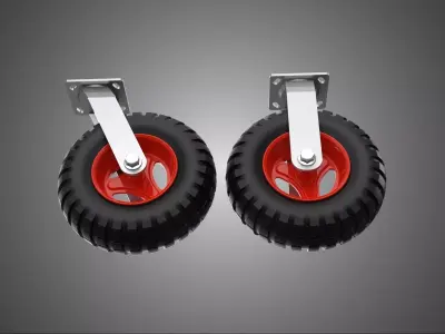 PAIR SET SWIVEL RIGID FIXED CASTER CASTOR WHEEL PNEUMATIC TIRE 3 3D model