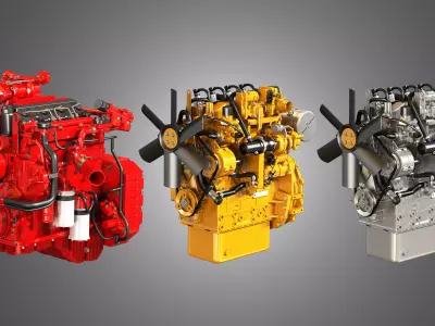 4 Cylinders Diesel Engines 3 in 1 3D Model Pack purchase