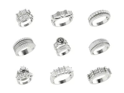 Twinz Multi Stones Rings Free 3D print model