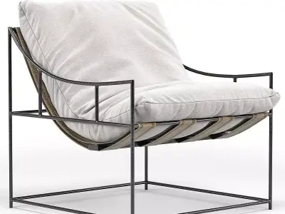 Modern Industrial Minimalist Sling Accent Chair 3D model