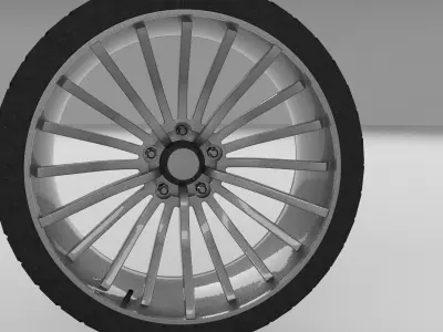Car wheel 17 inch 20 rods 5 bolts 3D model