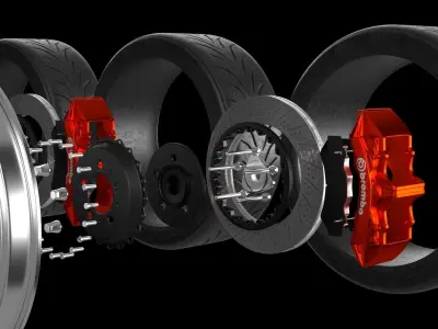 3 Car Wheel Collection Low-poly 3D model