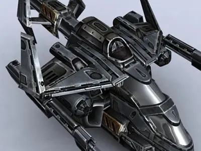 3DRT - Sci-Fi Gunship 6  Low-poly 3D model