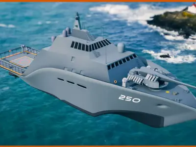 Stealth Warship  Patrol Boat  Military Vessel FBX OBJ BLEND Low-poly 3D model