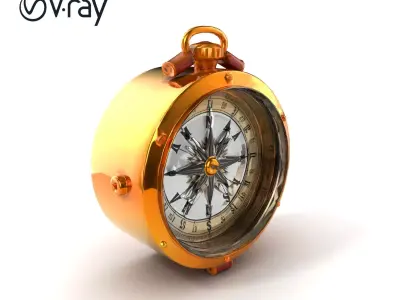 Antique Brass Compass model pack with Historical Detail Low-poly 3D model
