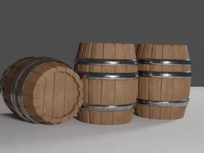 Barrel wooden barrels - wooden barrels Low-poly 3D model