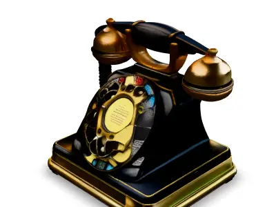 Vintage Gold and Black Rotary Phone Low-poly 3D model