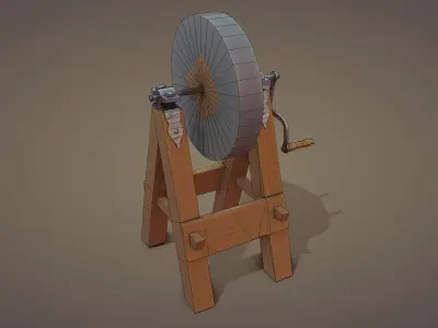 Medieval Grindstone Low-poly 3D model get