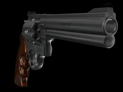 Smith and Wesson 629 Classic revolvers - stainless and blued Low-poly 3D model