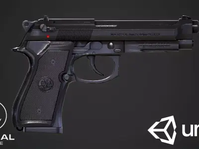 Beretta M9A1 Tactical Pistol Low-poly 3D model