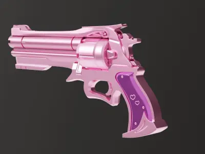 Kawaii Pink Revolver Low-poly 3D model