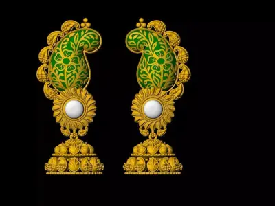 Designer Jhumka Earring - 0013 3D print model