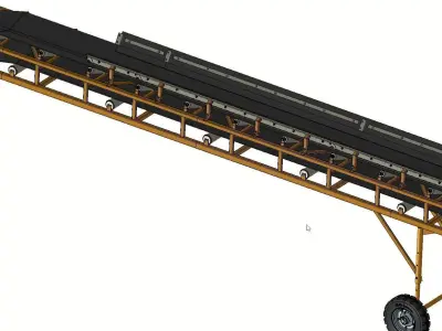 Mobile Belt Conveyor System - Movable Loading Conveyor 3D model