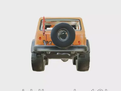 Orange Rescue Vehicle with Wide Wheels for Extreme Conditions Low-poly 3D model