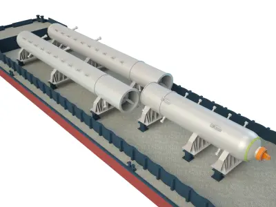 Cargo Barge Oil Refinery Low-poly 3D model