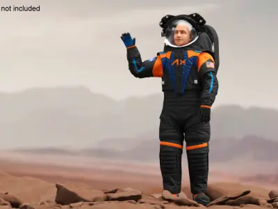 Astronaut Wearing NASA Axiom Spacesuit Rigged 3D model