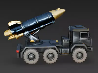 Golden-Salvo Tactical Missile Truck 3D Model Low-poly 3D model