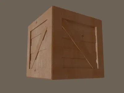 Wooden Box Low-poly 3D model 4